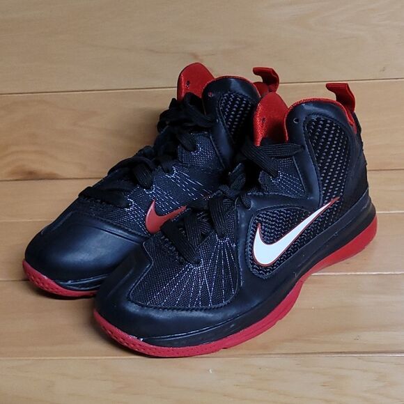 Nike Lebron 9 PS Black WhiteRed Boys Girls Youth Basketball Shoe 472665-001 - Picture 5 of 13